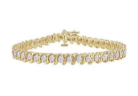 Diamond S Tennis Bracelet : 14K Yellow Gold - 4.00 CT Diamondsdiamond 