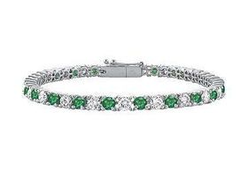 Emerald and Diamond Tennis Bracelet : 14K White Gold - 3.00 CT TGWemerald 