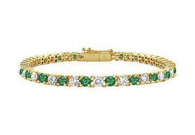 Emerald and Diamond Tennis Bracelet : 14K Yellow Gold - 2.00 CT TGWemerald 