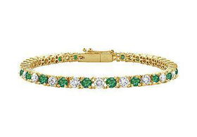 Emerald and Diamond Tennis Bracelet : 14K Yellow Gold - 3.00 CT TGWemerald 