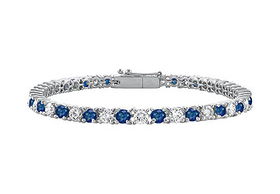 Sapphire and Diamond Tennis Bracelet : 14K White gold - 1.00 CT TGWsapphire 