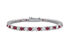 Ruby and Diamond Tennis Bracelet : 14K White Gold - 2.00 CT TGWruby 