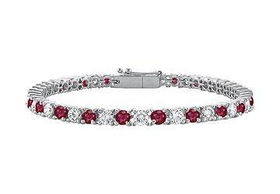 Ruby and Diamond Tennis Bracelet : 14K White Gold - 3.00 CT TGWruby 