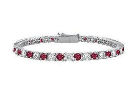 Ruby and Diamond Tennis Bracelet : 14K White Gold - 4.00 CT TGWruby 