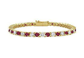 Ruby and Diamond Tennis Bracelet : 14K Yellow Gold - 1.00 CT TGWruby 