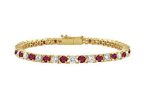 Ruby and Diamond Tennis Bracelet : 14K Yellow Gold - 2.00 CT TGWruby 