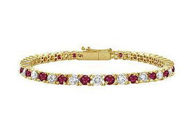 Ruby and Diamond Tennis Bracelet : 14K Yellow Gold - 3.00 CT TGWruby 