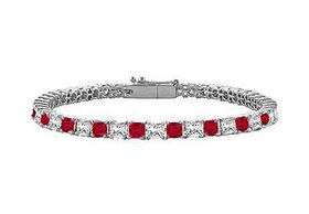 Ruby and Diamond Tennis Bracelet : 14K White Gold - 2.00 CT TGWruby 