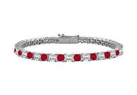 Ruby and Diamond Tennis Bracelet : 14K White Gold - 3.00 CT TGWruby 