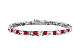 Ruby and Diamond Tennis Bracelet : 14K White Gold - 4.00 CT TGWruby 