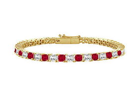 Ruby and Diamond Tennis Bracelet : 14K Yellow Gold - 2.00 CT TGWruby 