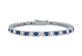 Sapphire and Diamond Tennis Bracelet : 14K White Gold  5.00 CT TGWsapphire 