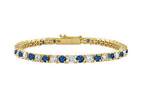 Sapphire and Diamond Tennis Bracelet : 14K Yellow  Gold  1.00 CT TGWsapphire 