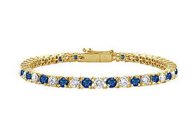 Sapphire and Diamond Tennis Bracelet : 14K Yellow Gold  2.00 CT TGWsapphire 