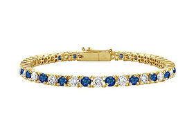 Sapphire and Diamond Tennis Bracelet : 14K Yellow Gold  3.00 CT TGWsapphire 