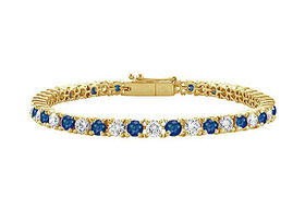 Sapphire and Diamond Tennis Bracelet : 14K Yellow Gold  4.00 CT TGWsapphire 