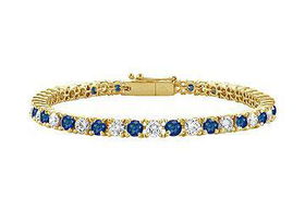 Sapphire and Diamond Tennis Bracelet : 14K Yellow Gold  5.00 CT TGWsapphire 