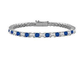 Sapphire and Diamond Tennis Bracelet : 14K White Gold  4.00 CT TGWsapphire 