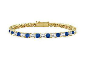 Sapphire and Diamond Tennis Bracelet : 14K Yellow Gold  3.00 CT TGWsapphire 