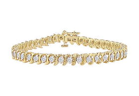 Diamond S Tennis Bracelet : 18K Yellow Gold - 2.00 CT Diamondsdiamond 