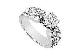 Diamond Engagement Ring : 14K White Gold - 1.50 CT Diamonds - Ring Size 9.5diamond 