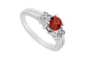 Ruby and Diamond Ring : 14K White Gold - 0.75 CT TGW - Ring Size 9.0ruby 