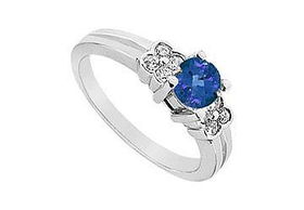 Sapphire and Diamond Ring : 14K White Gold - 0.75 CT TGW - Ring Size 9.0sapphire 