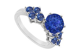 Sapphire Ring : 14K White Gold - 1.00 CT TGW - Ring Size 9.0sapphire 