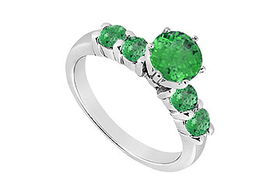 Emerald Ring : 14K White Gold - 0.75 CT TGW - Ring Size 9.0emerald 