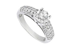 Diamond Engagement Ring : 14K White Gold - 1.25 CT Diamonds - Ring Size 9.5diamond 