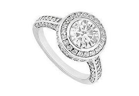 Diamond Engagement Ring : 14K White Gold - 1.50 CT Diamonds - Ring Size 9.5diamond 