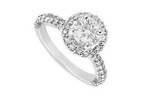 Diamond Engagement Ring : 14K White Gold - 1.25 CT Diamonds - Ring Size 9.5diamond 