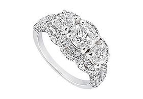 Diamond Engagement Ring : 14K White Gold - 1.75 CT Diamonds - Ring Size 9.5diamond 