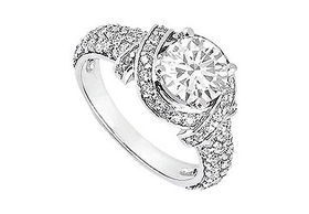 Diamond Engagement Ring : 14K White Gold  1.25 CT Diamonds - Ring Size 9.0diamond 