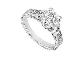 Diamond Engagement Ring : 14K White Gold - 1.00 CT Diamonds - Ring Size 9.5diamond 