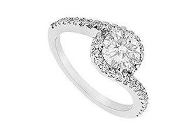 Diamond Engagement Ring : 14K White Gold - 0.75 CT Diamonds - Ring Size 9.5diamond 