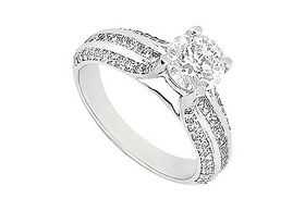 Diamond Engagement Ring : 14K White Gold - 1.25 CT Diamonds - Ring Size 9.5diamond 