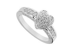 Diamond Heart Ring : 14K White Gold - 1.00 CT Diamonds - Ring Size 9.5diamond 