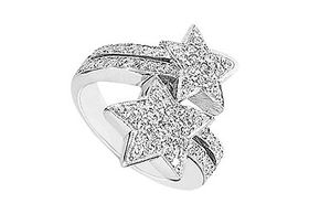 Diamond Star Ring : 14K White Gold - 1.00 CT Diamonds - Ring Size 9.5diamond 