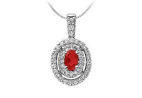 Ruby and Diamond Pendant : 14K White Gold - 1.00 CT TGWruby 