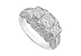 Diamond Engagement Ring : 14K White Gold - 1.50 CT Diamonds - Ring Size 9.5diamond 