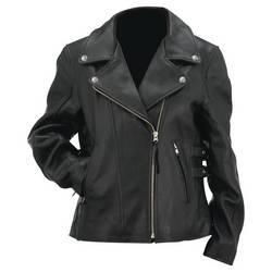 Evel Knievel&reg; Ladies Black Genuine Leather Classic Motorcycle Jacketevel 