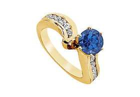 Sapphire and Diamond Engagement Ring : 14K Yellow Gold - 1.50 CT TGW - Ring Size 9.0sapphire 