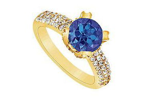 Sapphire and Diamond Engagement Ring : 14K Yellow Gold - 1.00 CT TGW - Ring Size 9.5sapphire 