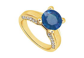 Sapphire and Diamond Engagement Ring : 14K Yellow Gold - 1.00 CT TGW - Ring Size 9.0sapphire 