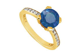 Sapphire and Diamond Engagement Ring : 14K Yellow Gold - 1.00 CT TGW - Ring Size 9.0sapphire 