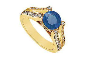 Sapphire and Diamond Engagement Ring : 14K Yellow Gold - 1.00 CT TGW - Ring Size 9.5sapphire 