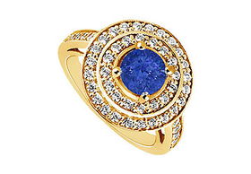 Sapphire and Diamond Engagement Ring : 14K Yellow Gold - 1.00 CT TGW - Ring Size 9.0sapphire 