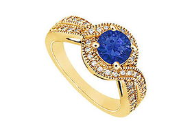 Sapphire and Diamond Engagement Ring : 14K Yellow Gold - 1.00 CT TGW - Ring Size 9.0sapphire 