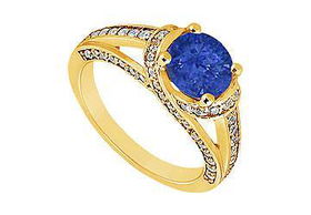 Sapphire and Diamond Engagement Ring : 14K Yellow Gold - 1.00 CT TGW - Ring Size 9.0sapphire 